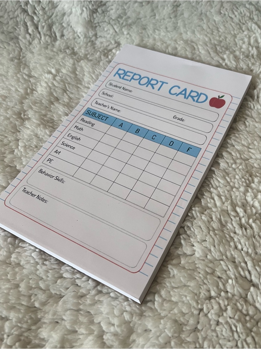 Kids Report Card Imagination Play Notepad | 50 Page Pretend School Activity Pad